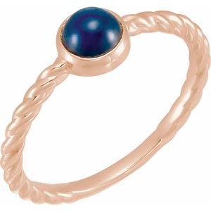 14K Rose Gold Natural Blue Sapphire Cabochon Ring