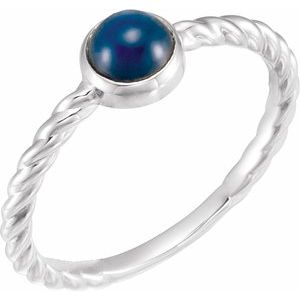 14K White Gold Natural Blue Sapphire Cabochon Ring