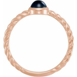 14K Rose Gold Natural Blue Sapphire Cabochon Ring