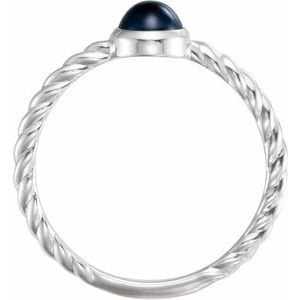 Platinum Natural Blue Sapphire Cabochon Ring