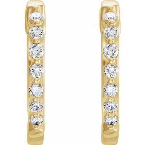 14K Yellow Gold 1/3 CTW Natural Diamond Hinged 15.25 mm Hoop Earrings – image 2