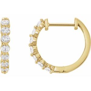14K Yellow Gold 1 CTW Natural Diamond Hinged 15.25 mm Hoop Earrings