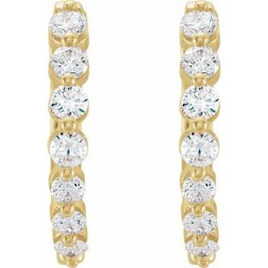 14K Yellow Gold 1 CTW Natural Diamond Hinged 15.25 mm Hoop Earrings – image 2