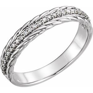 Sterling Silver 1/6 CTW Natural Diamond Rope Ring