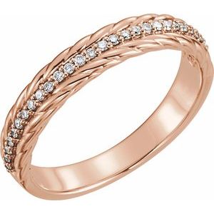 14K Rose Gold 1/6 CTW Natural Diamond Rope Ring