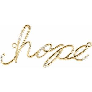 14K Yellow Gold Accented "Hope" Phrase Necklace Center