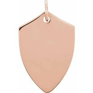 14K Rose Gold Engravable Shield Pendant