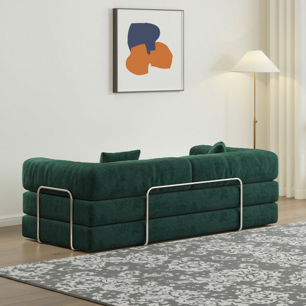 78.8inch  Modular Sectional Sofa, Convertible Pudding Block Sofa, Floor Standing Sofa Bed Arm Comfort Sofa Bed, Compression Sofa for Living Room and Bedroom -  (Green)