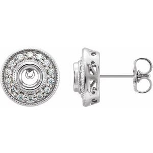 14K White Gold 6 mm Round 1/3 CTW Natural Diamond Semi-Set Halo-Style Earrings