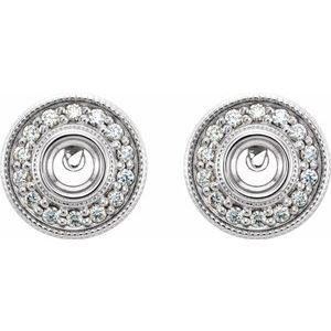 Sterling Silver 5 mm Round 1/3 CTW Natural Diamond Semi-Set Halo-Style Earrings – image 2