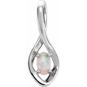 14K White Gold Natural White Opal Pendant