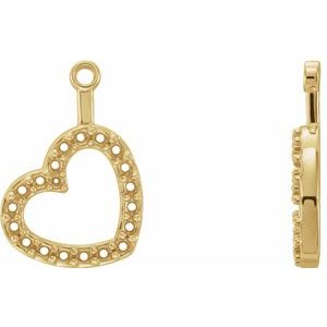 14K Yellow Gold Left Heart Earring Jacket Mounting