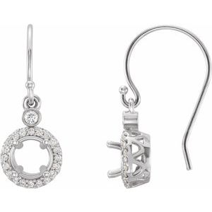 14K White Gold 1/8 CTW Natural Diamond Semi-Set Halo-Style Earrings
