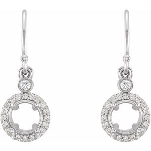 14K White Gold 1/8 CTW Natural Diamond Semi-Set Halo-Style Earrings – image 2