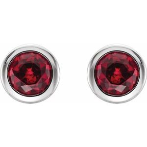 14K White Gold Natural Ruby Bezel-Set Earrings – image 2