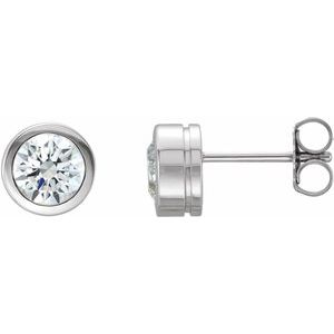 Platinum 1/3 CTW Natural Diamond Bezel-Set Earrings