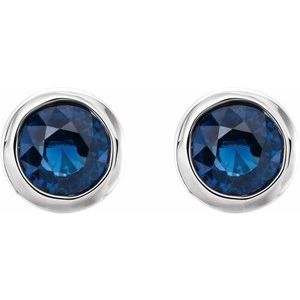Platinum Natural Blue Sapphire Bezel-Set Earrings – image 2