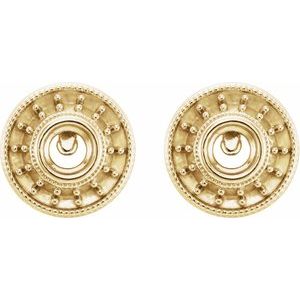 14K Yellow Gold 4 mm Round Bezel-Set Halo-Style Earring Mounting – image 2