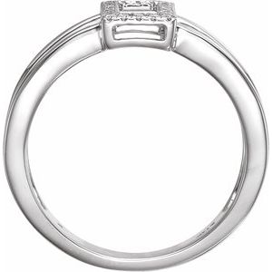 14K White Gold 1/10 CTW Natural Diamond Geometric Ring