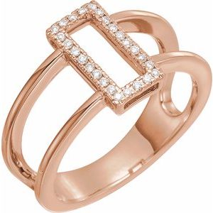 14K Rose Gold 1/10 CTW Natural Diamond Geometric Ring