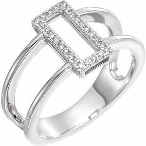 14K White Gold 1/10 CTW Natural Diamond Geometric Ring