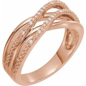 14K Rose Gold .06 CTW Natural Diamond Criss-Cross Ring