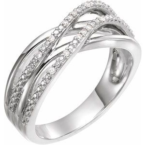 14K White Gold .06 CTW Natural Diamond Criss-Cross Ring