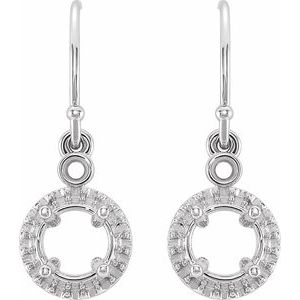 Sterling Silver 5 mm Round Halo-Style Earring Mounting – image 2