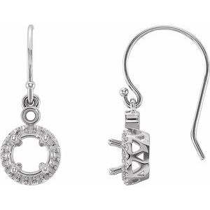 Sterling Silver 5 mm Round Halo-Style Earring Mounting
