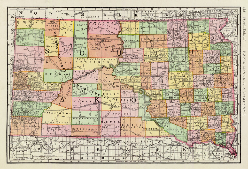 Vintage Map of South Dakota 1897
