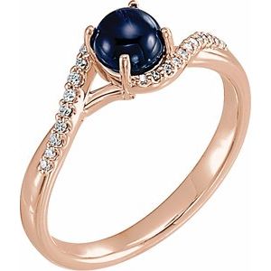 14K Rose Gold Natural Blue Sapphire & .07 CTW Natural Diamond Ring