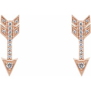 14K Rose Gold 1/6 CTW Natural Diamond Arrow Earrings – image 2