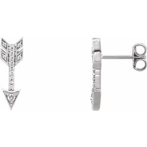 14K White Gold 1/6 CTW Natural Diamond Arrow Earrings