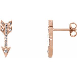 14K Rose Gold 1/6 CTW Natural Diamond Arrow Earrings