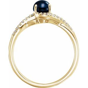 14K Yellow Gold Natural Blue Sapphire & .07 CTW Natural Diamond Ring