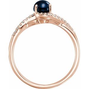 14K Rose Gold Natural Blue Sapphire & .07 CTW Natural Diamond Ring