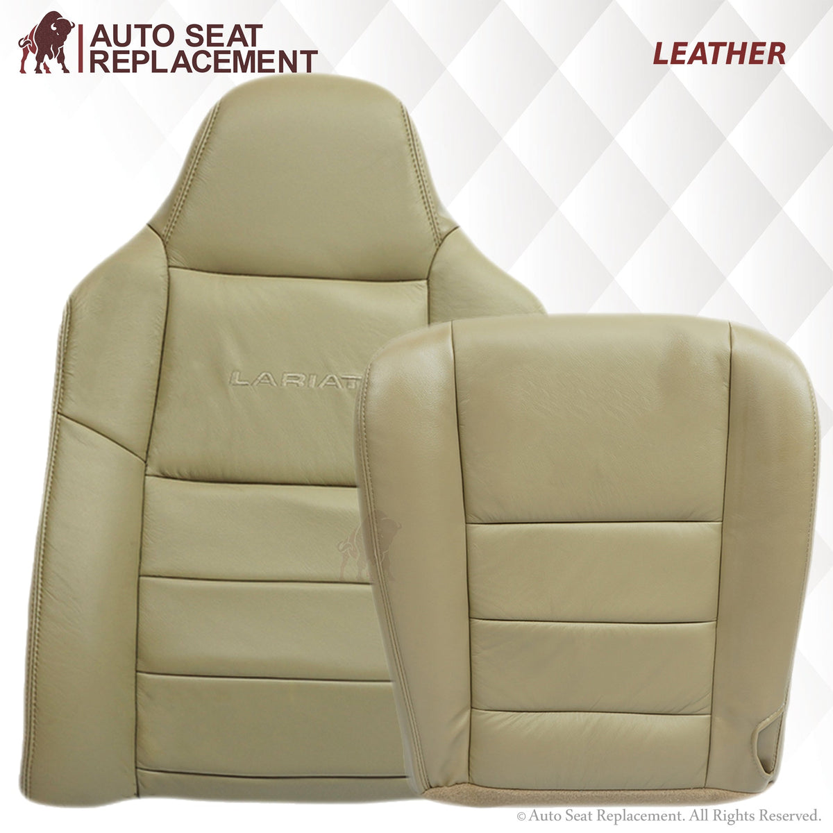 2003-2007 Ford F250 F350 Lariat Seat Cover in Tan: Choose Leather or Vinyl
