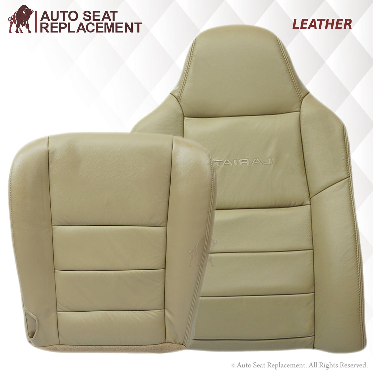 2003-2007 Ford F250 F350 Lariat Seat Cover in Tan: Choose Leather or Vinyl
