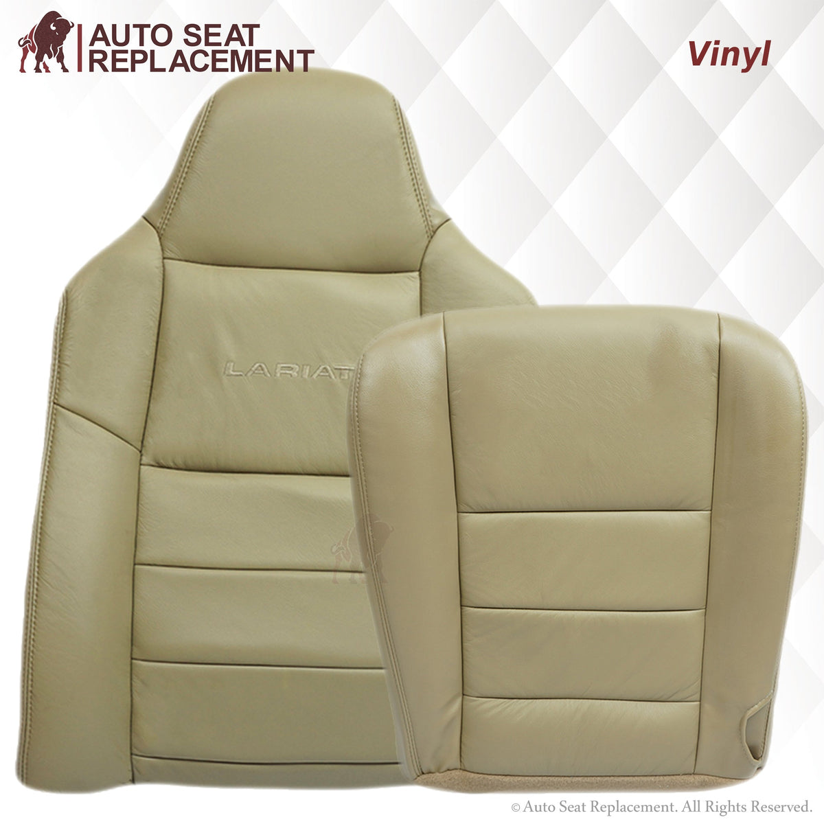 2003-2007 Ford F250 F350 Lariat Seat Cover in Tan: Choose Leather or Vinyl
