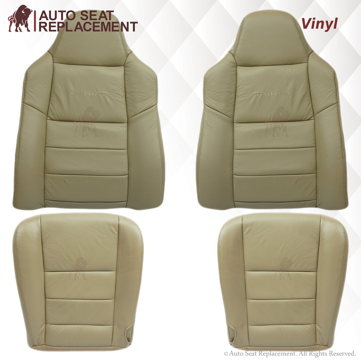 2003-2007 Ford F250 F350 Lariat Seat Cover in Tan: Choose Leather or Vinyl