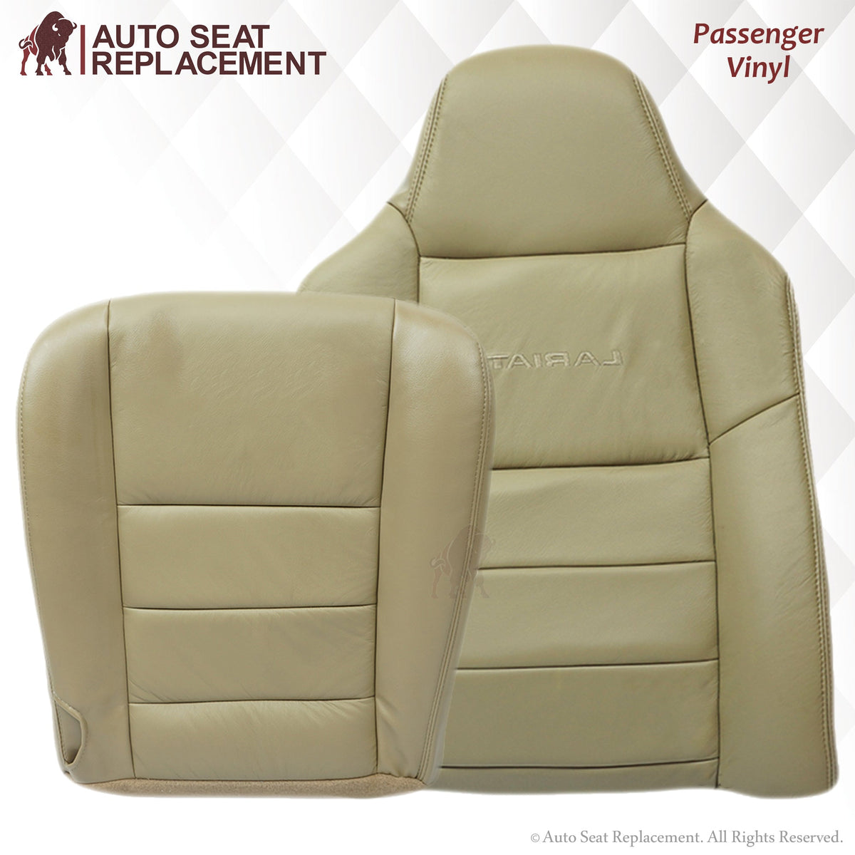 2003-2007 Ford F250 F350 Lariat Seat Cover in Tan: Choose Leather or Vinyl