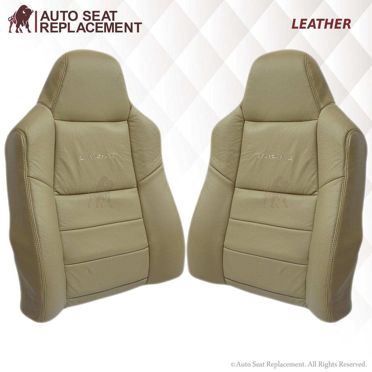 2003-2007 Ford F250 F350 Lariat Seat Cover in Tan: Choose Leather or Vinyl