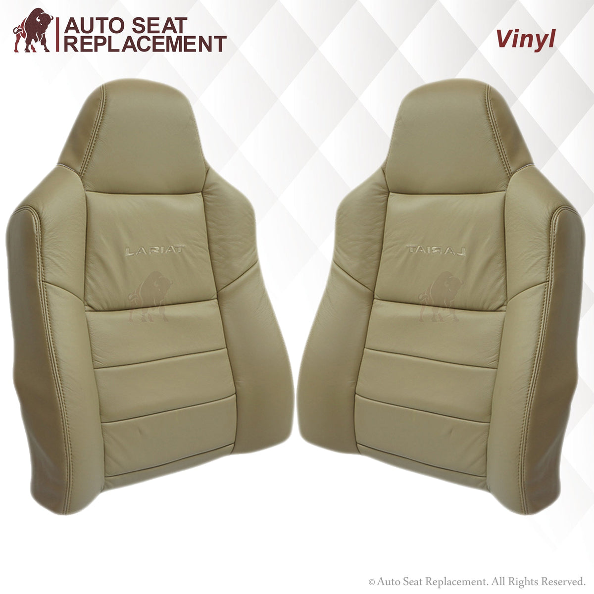 2003-2007 Ford F250 F350 Lariat Seat Cover in Tan: Choose Leather or Vinyl