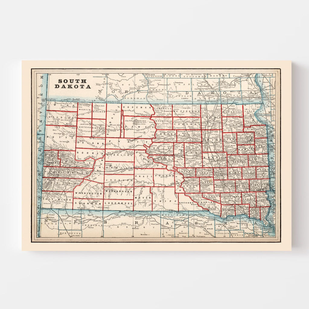 Vintage Map of South Dakota 1893