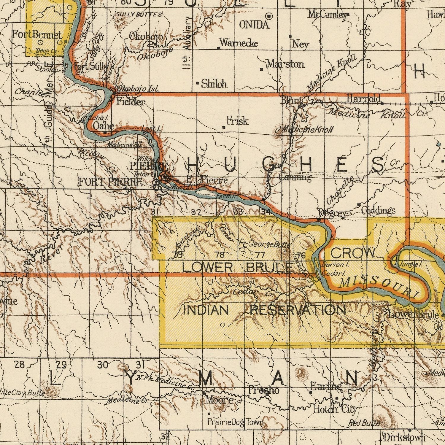Vintage Map of South Dakota 1901