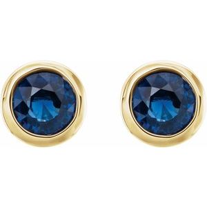 14K Yellow Gold Natural Blue Sapphire Bezel-Set Earrings – image 2
