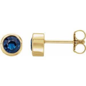 14K Yellow Gold Natural Blue Sapphire Bezel-Set Earrings