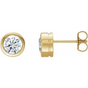 14K Yellow Gold 1/5 CTW Natural Diamond Bezel-Set Earring