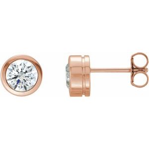 14K Rose Gold 1 CTW Natural Diamond Bezel-Set Earrings