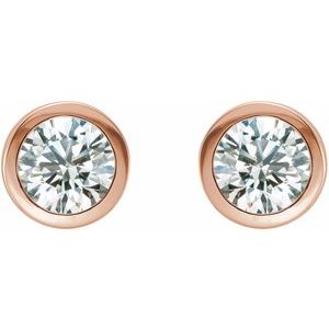 14K Rose Gold Natural White Sapphire Bezel-Set Earrings – image 2